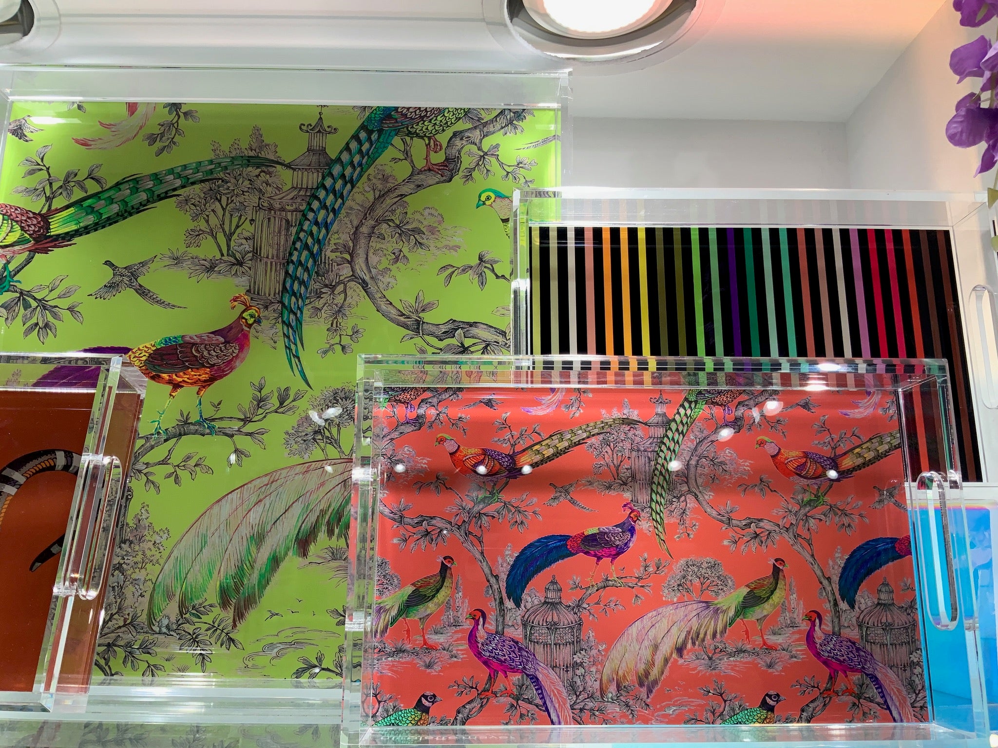 Pheasants Sauvage St Germain Acids 18X18 Acrylic Tray