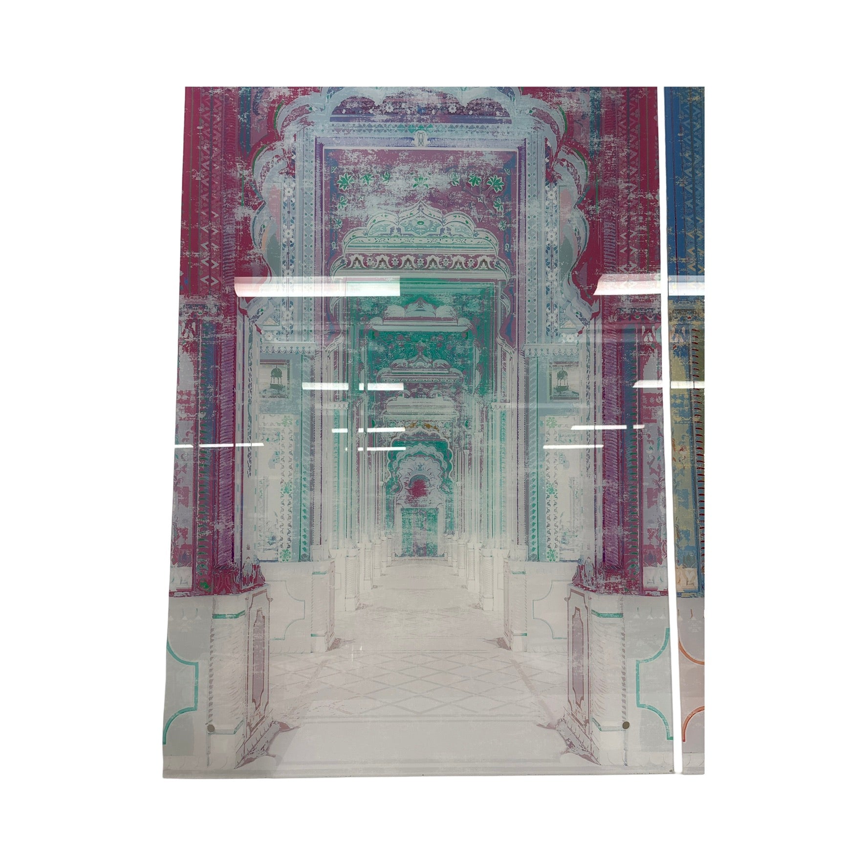 Palatial Jaipur Acrylic Triptych  – Set of 3 Modern Wall Art Panels, 96x48&quot; overall  (32x48&quot; each)