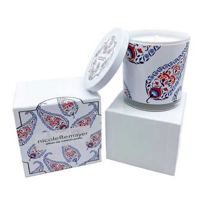 Indian Paisley Red Blue Candle - nicolettemayer.com