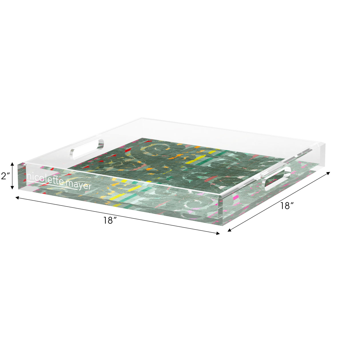 Dapper  Sage Acrylic Decorative Tray, 18 x 18 in. by Nicolette Mayer 
