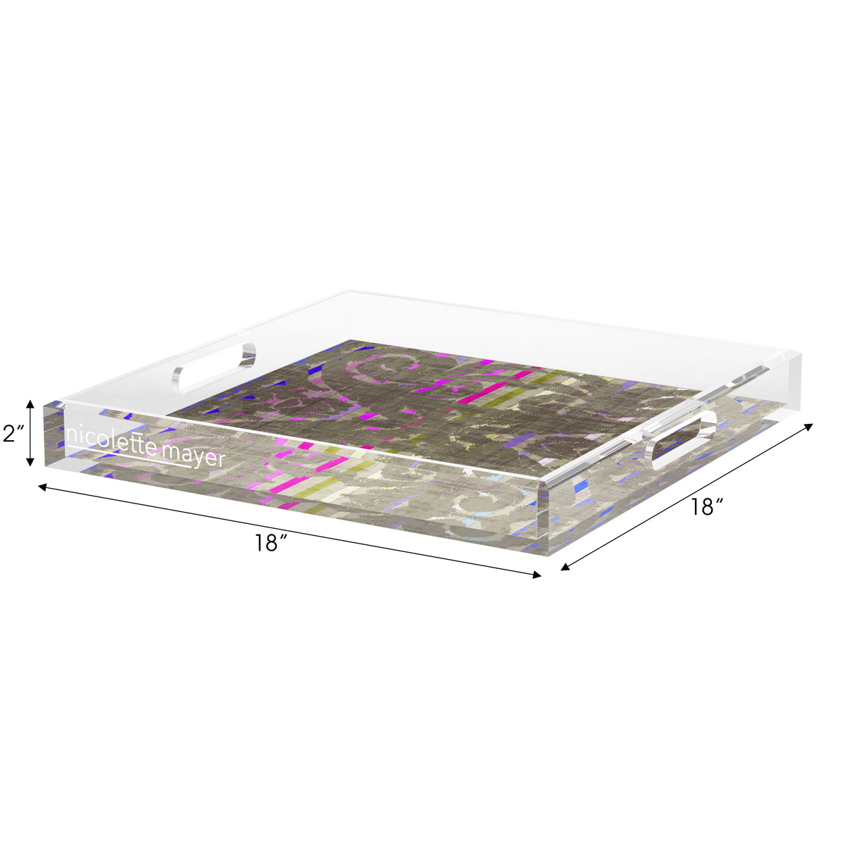 Dapper  Taupe Acrylic Decorative Tray, 18 x 18 in. by Nicolette Mayer 