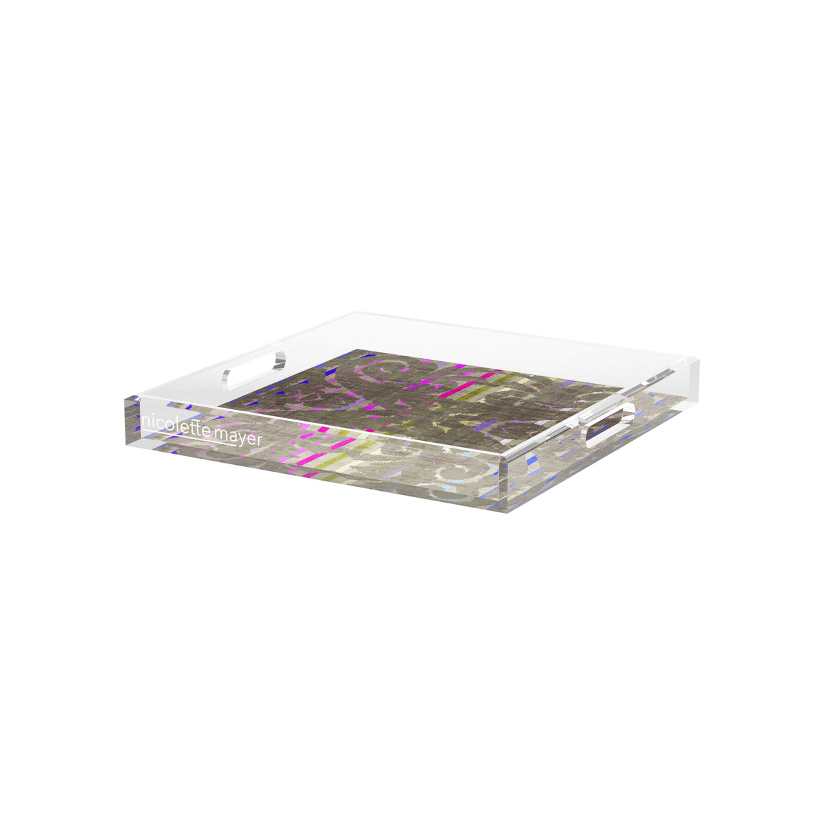Dapper  Taupe Acrylic Decorative Tray, 12 x 12 in. by Nicolette Mayer 