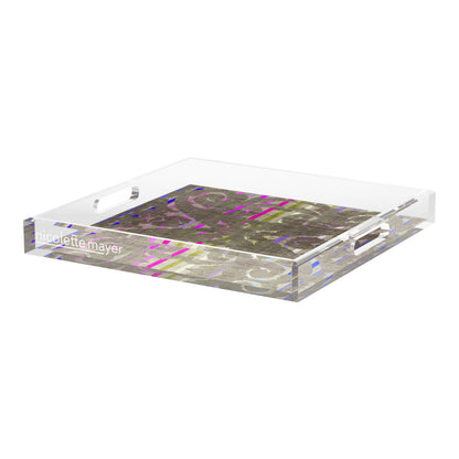 Dapper  Taupe Acrylic Decorative Tray, 18 x 18 in. by Nicolette Mayer 