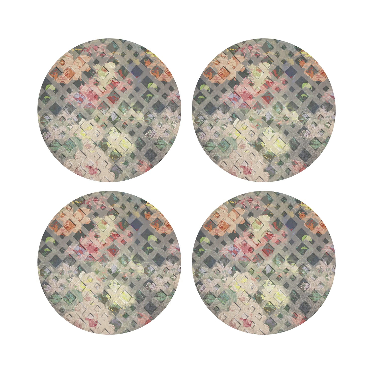 Defosse Trellis Azalea 16&quot; Round Pebble Placemats, Set of 4 - nicolettemayer.com
