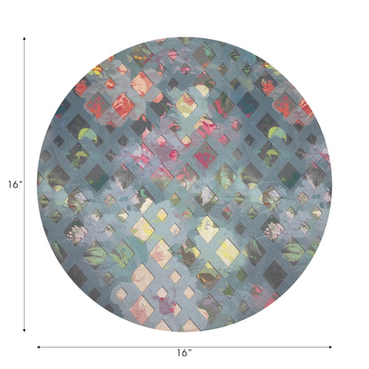 Defosse Trellis Perlblau 16&quot; Round Pebble Placemats, Set of 4 - nicolettemayer.com
