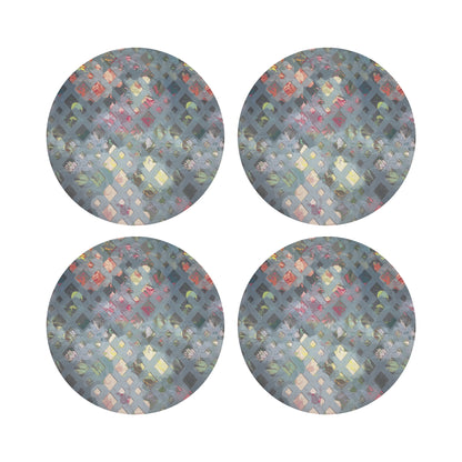 Defosse Trellis Perlblau 16&quot; Round Pebble Placemats, Set of 4 - nicolettemayer.com
