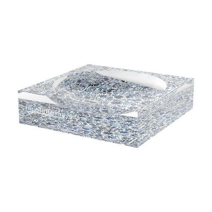 Denim Flowers XOXO Acrylic Candy Catchall Dish, 6 x 6 in., 8 x 8 in. by Nicolette Mayer