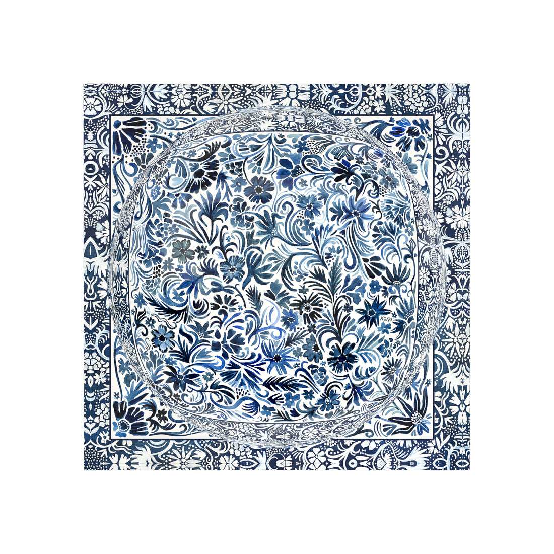 Denim Flowers XOXO Acrylic Candy Catchall Dish, 6 x 6 in., 8 x 8 in. by Nicolette Mayer