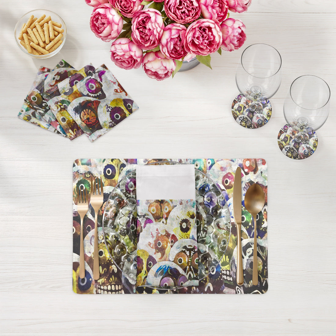 Dia De Los Muertos Rich Vegan Leather Rectangle Pebble Placemat