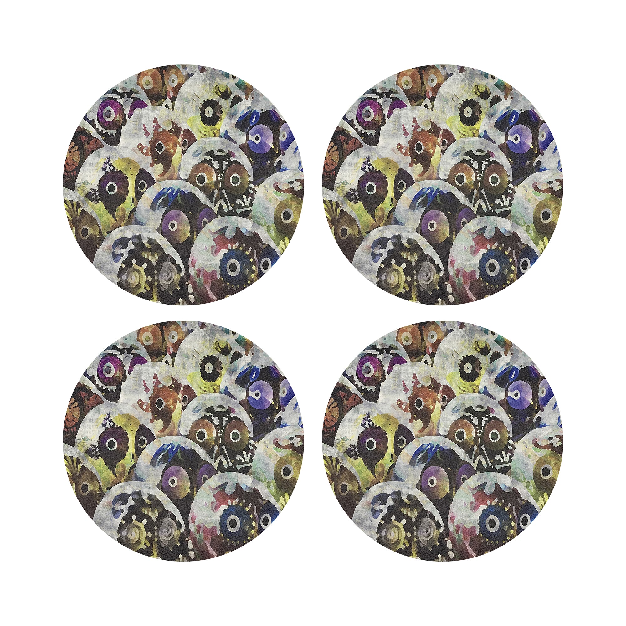 Dia De Los Muertos Rich Vegan Leather Round Coasters