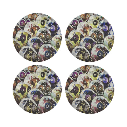 Dia De Los Muertos Rich Vegan Leather Round Coasters