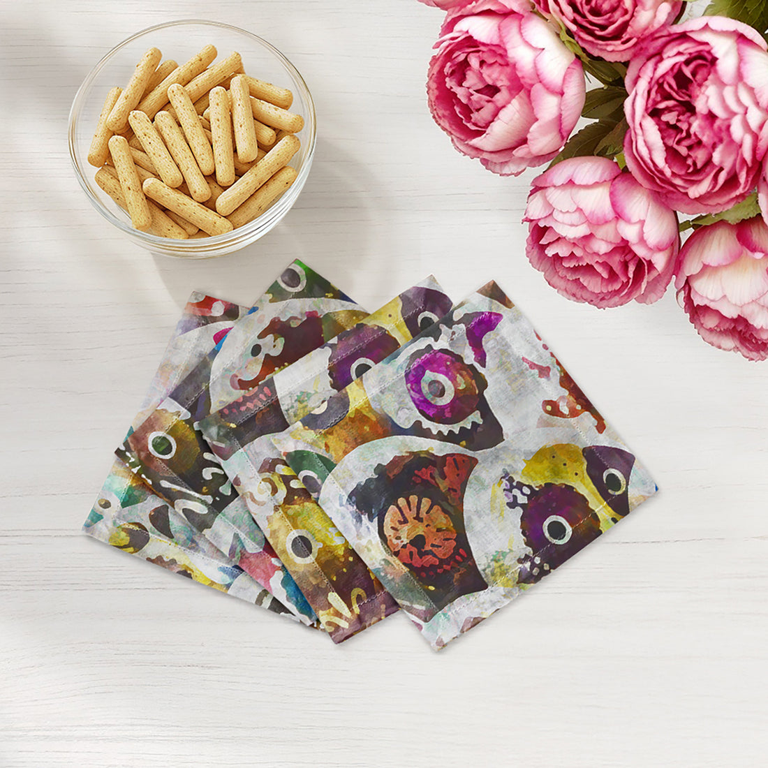 Dia De Los Muertos Rich Cotton Sateen Cocktail Napkins