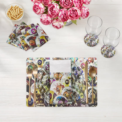 Dia De Los Muertos Rich Vegan Leather Round Coasters
