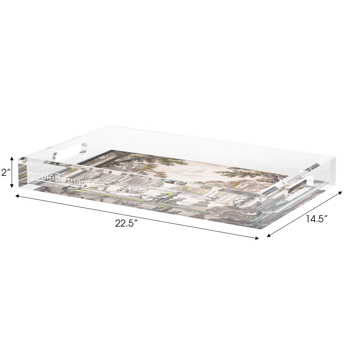 Dimanche a Paris Sunrise Acrylic Decorative Tray, 22.5 x 14. in. by Nicolette Mayer 