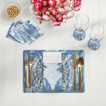 Dimanche A Paris Cerulean Vegan Leather Rectangle Pebble Placemat