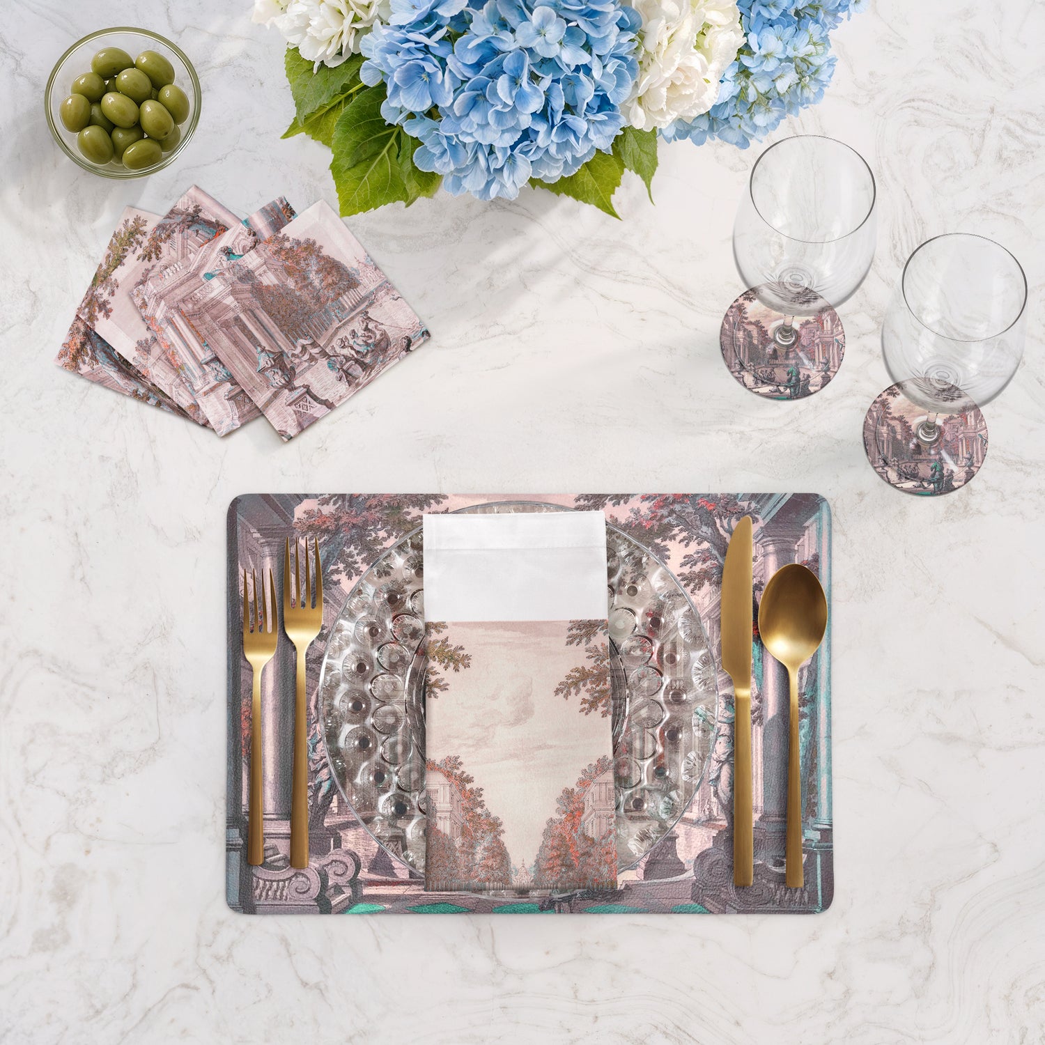 Dimanche A Paris Sunset Vegan Leather Rectangle Pebble Placemat