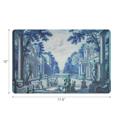 Dimanche A Paris Cerulean Vegan Leather Rectangle Pebble Placemat
