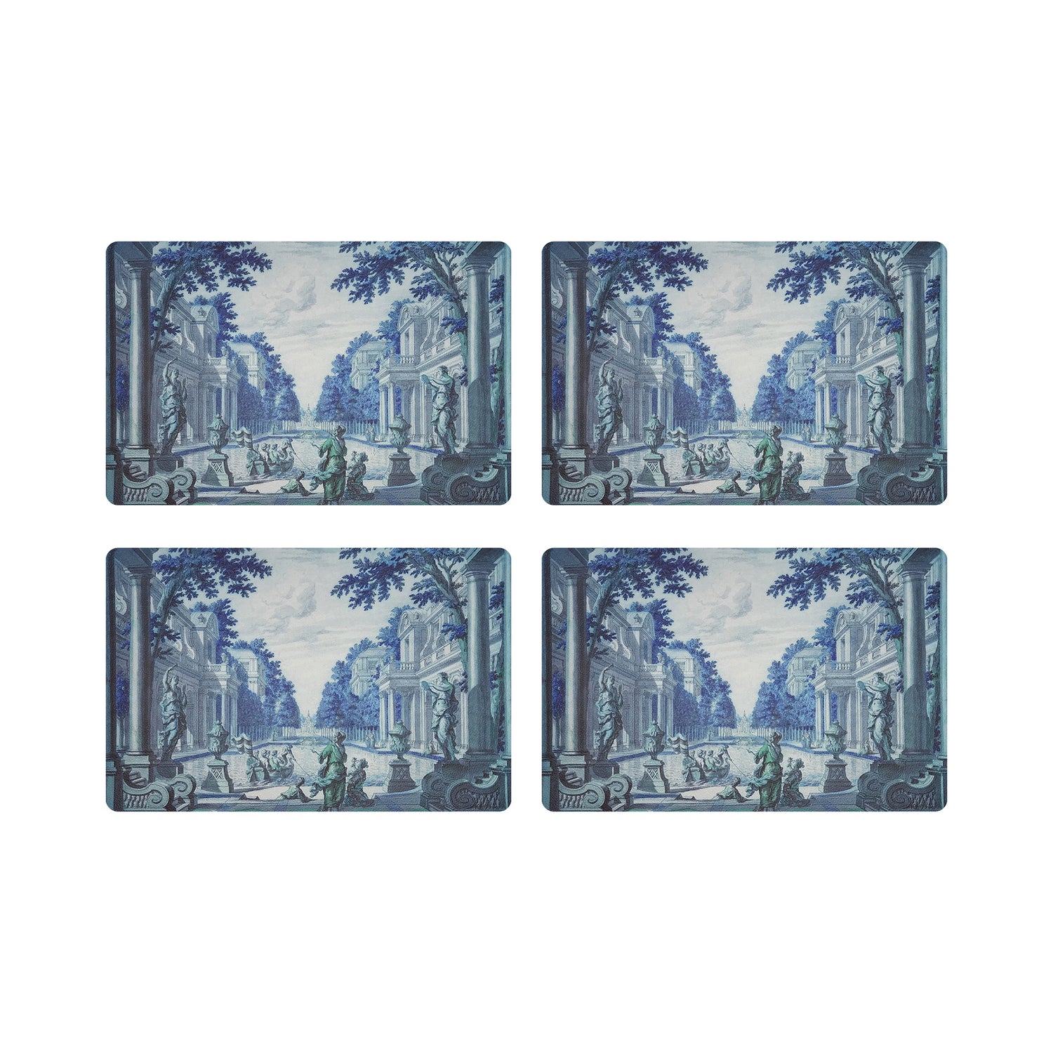 Dimanche A Paris Cerulean Vegan Leather Rectangle Pebble Placemat