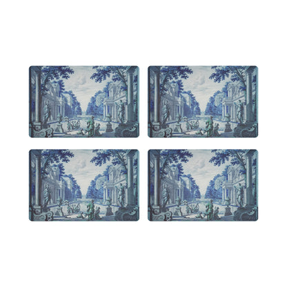 Dimanche A Paris Cerulean Vegan Leather Rectangle Pebble Placemat