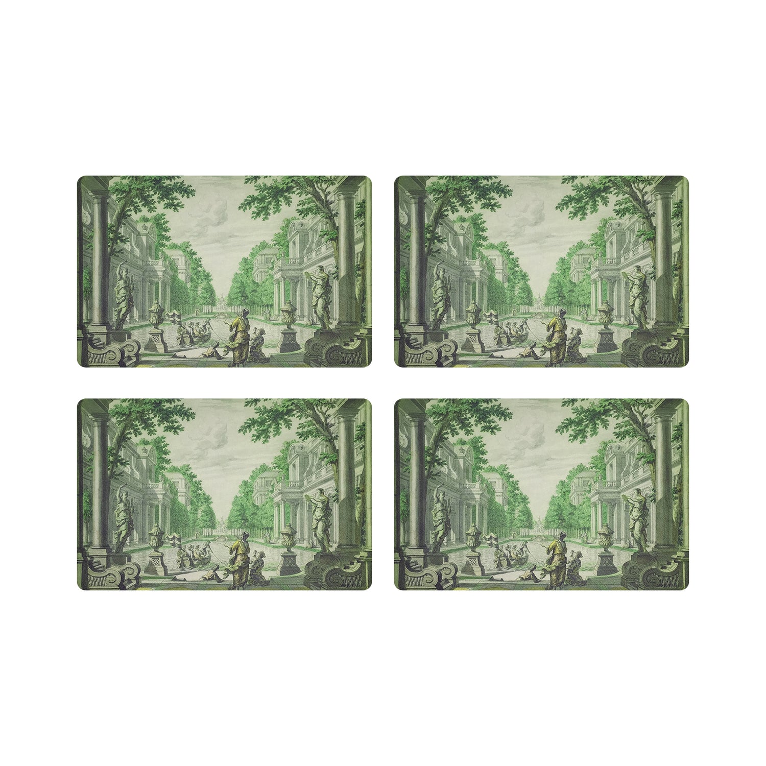 Set de table rectangulaire en galets vert de 17,5 cm, lot de 4