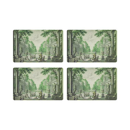 Set de table rectangulaire en galets vert de 17,5 cm, lot de 4