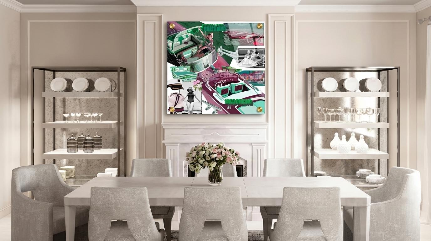 Dolce Vita Pink Green – 36x36" Modern Acrylic Wall Art - nicolettemayer.com