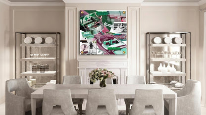 Dolce Vita Pink Green – 36x36" Modern Acrylic Wall Art - nicolettemayer.com