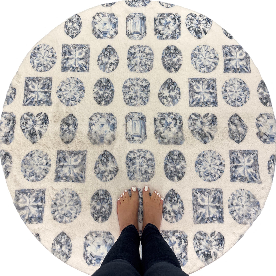Bougie Diamonds Ice Round Cloud Washables Rug