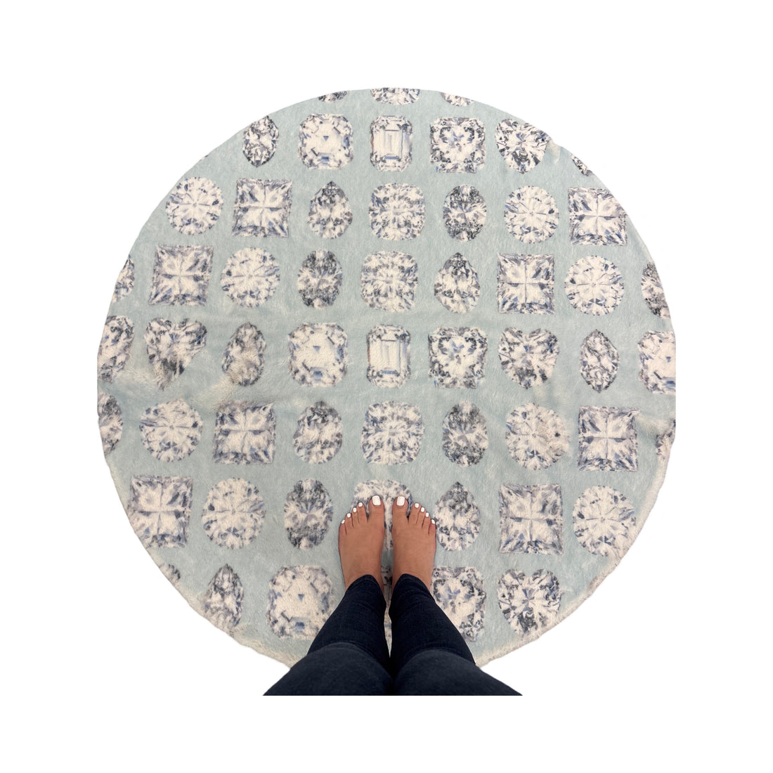 Bougie Diamonds Dove Round Cloud Washable Rug