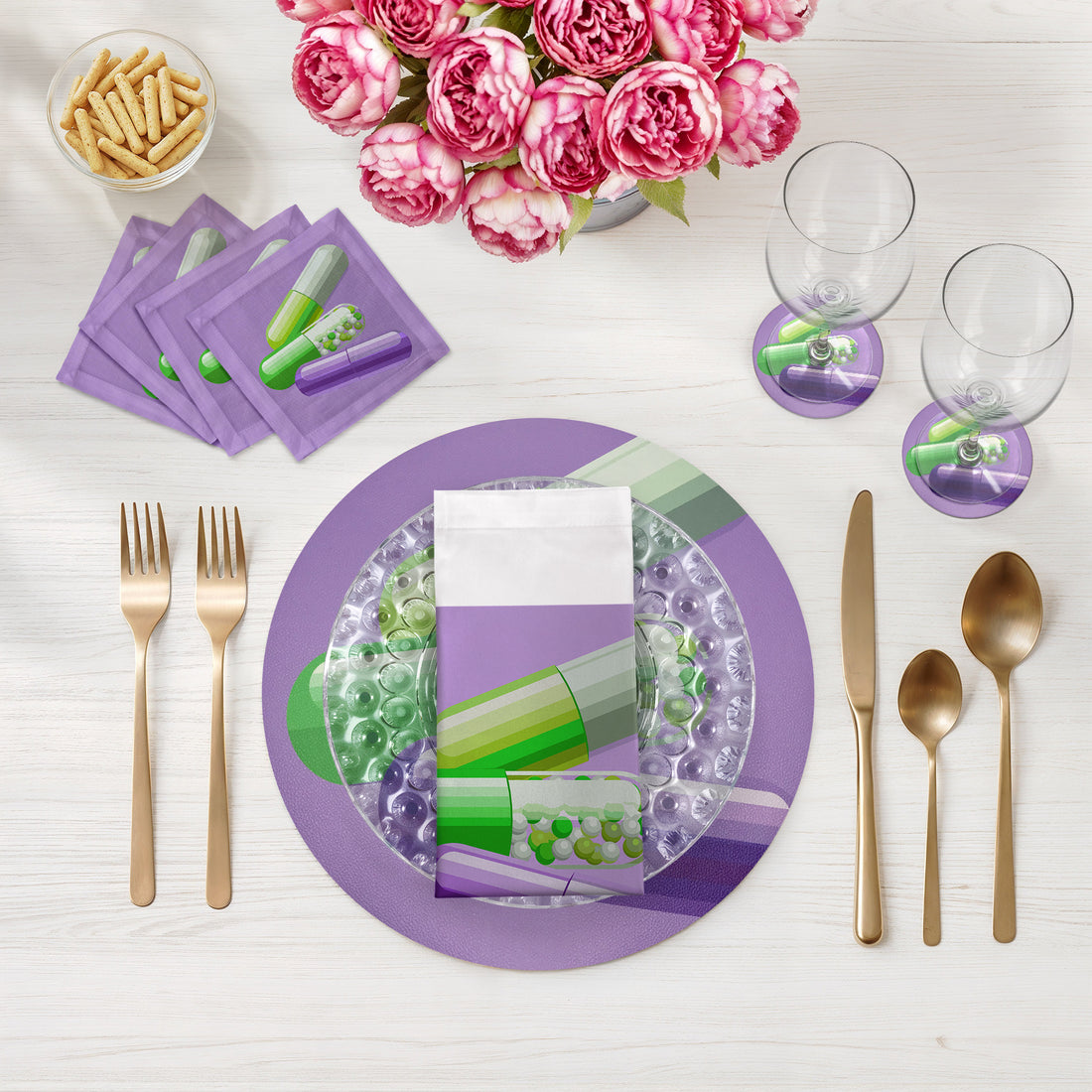 Eat Without Gaining Weight 16" Round Pebble Placemats, Set of 4 - nicolettemayer.com
