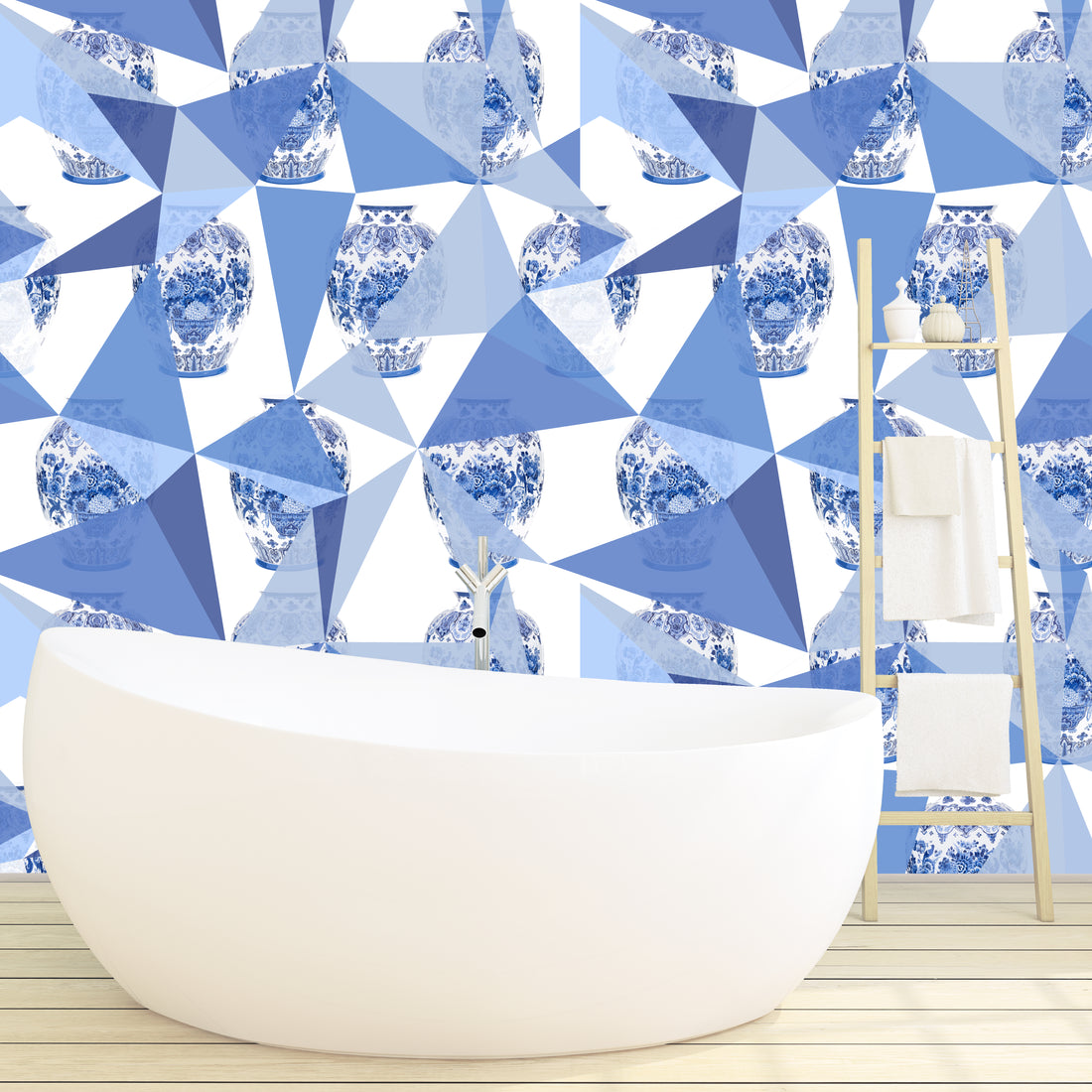 Elements Blue Grasscloth Printed Wallpaper