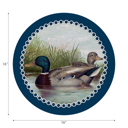 Ensemble de 4 sets de table ronds en galets bleus de 40,6 cm, motif étang aux canards anglais