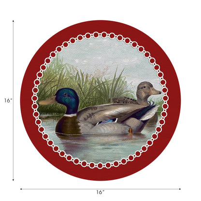 Ensemble de 4 sets de table ronds en galets de 40,6 cm, motif étang aux canards anglais, rouge