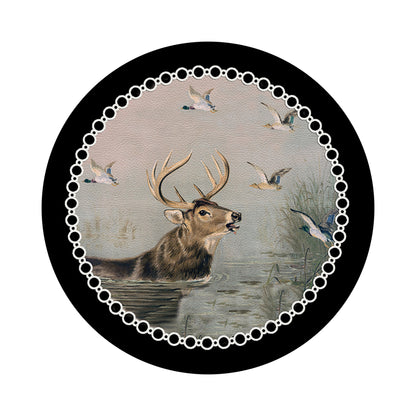 English Stag Black 16&quot; Round Pebble Placemats, Set of 4 - nicolettemayer.com
