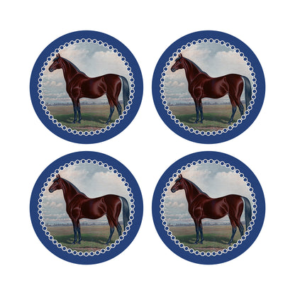 English Thoroghbred Blue 16&quot; Round Pebble Placemats, Set of 4 - nicolettemayer.com
