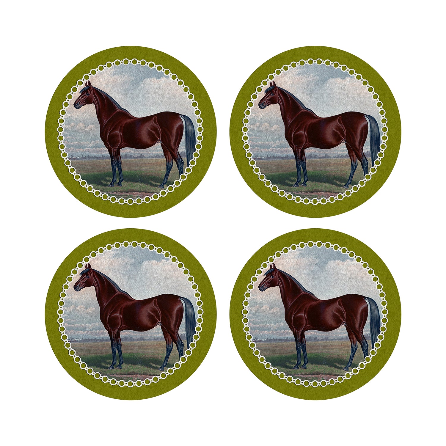 English Thoroghbred Chartreuse 16&quot; Round Pebble Placemats, Set of 4 - nicolettemayer.com

