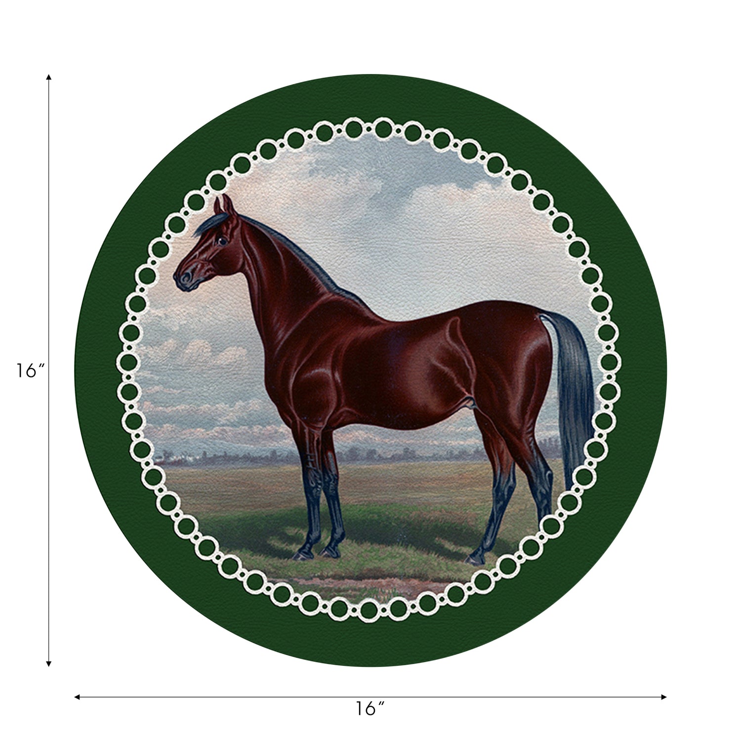Englisches Vollblut, grün, 40,6 cm, rund, Kieselstein, Tischset, 4 Stück