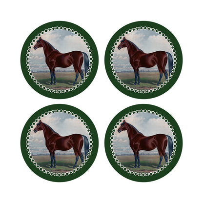 English Thoroghbred Green 16&quot; Round Pebble Placemats, Set of 4 - nicolettemayer.com
