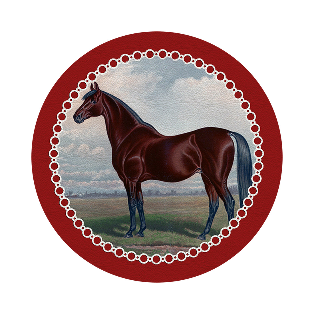 English Thoroghbred Red 16" Round Pebble Placemats, Set of 4 - nicolettemayer.com