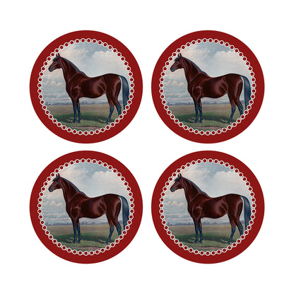 English Thoroghbred Red 16&quot; Round Pebble Placemats, Set of 4 - nicolettemayer.com
