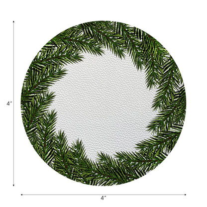 Evergreen Vegan Leather Round Coasters