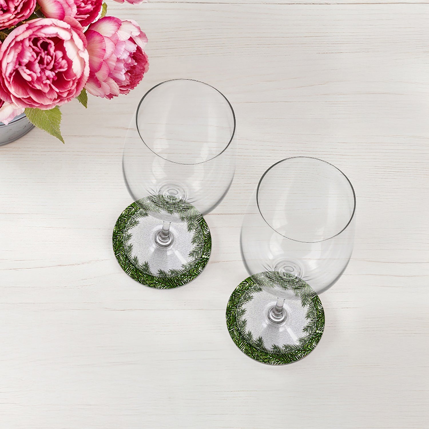 Evergreen Vegan Leather Round Coasters