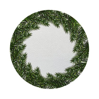 Evergreen Vegan Leather Round Coasters