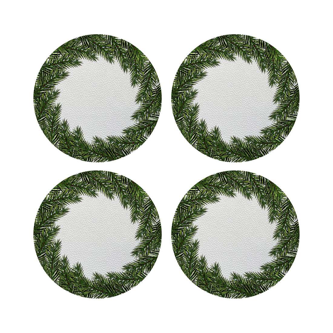 Evergreen Vegan Leather Round Coasters