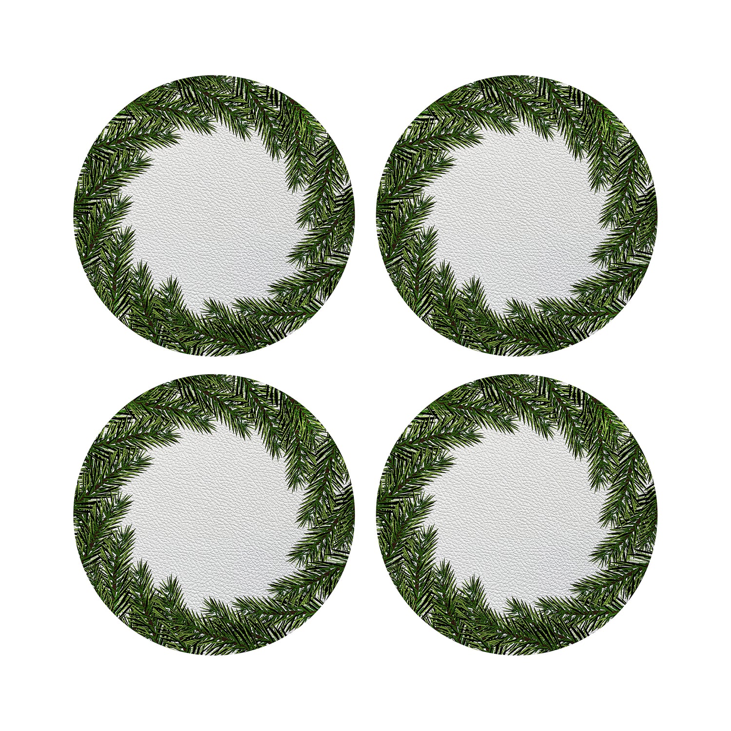 Evergreen Vegan Leather Round Coasters