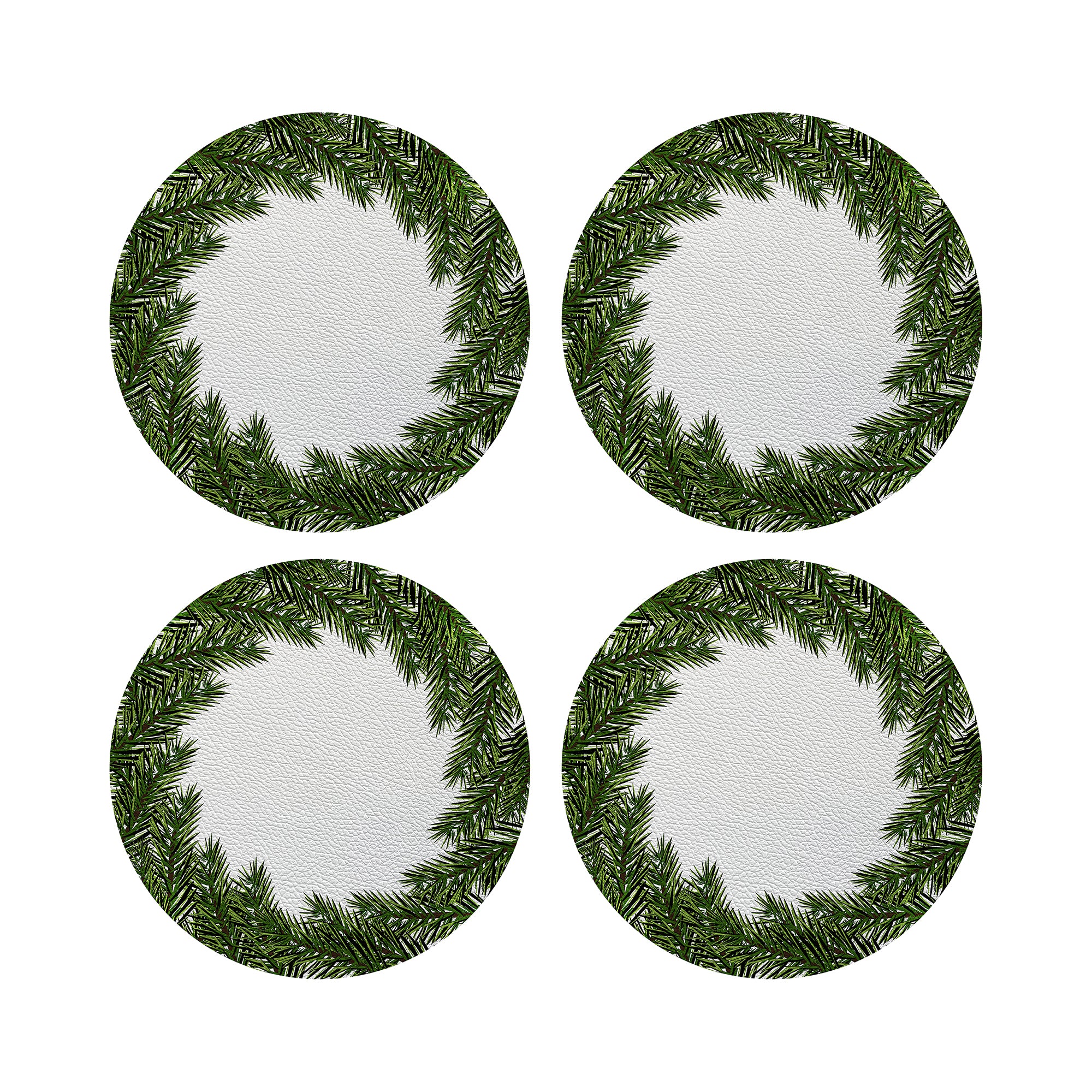 Evergreen Vegan Leather Round Coasters