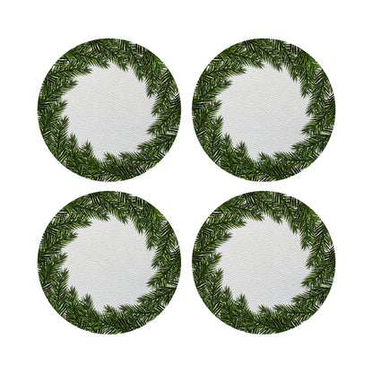 Evergreen Vegan Leather Round Coasters