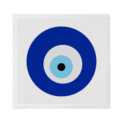 Evil Eye White Cotton Sateen Dinner Napkins