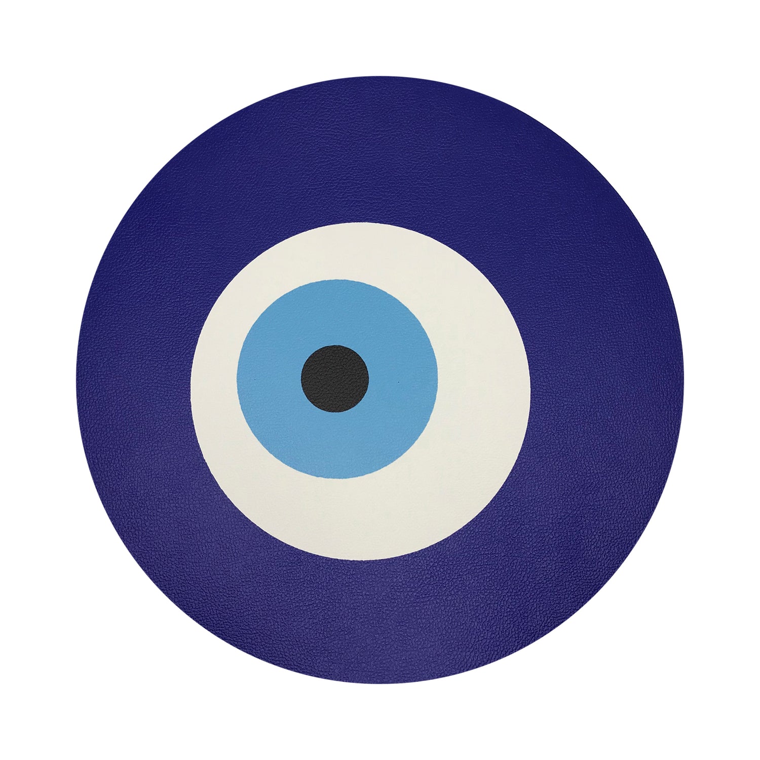 Evil Eye White Vegan Leather Round Coasters