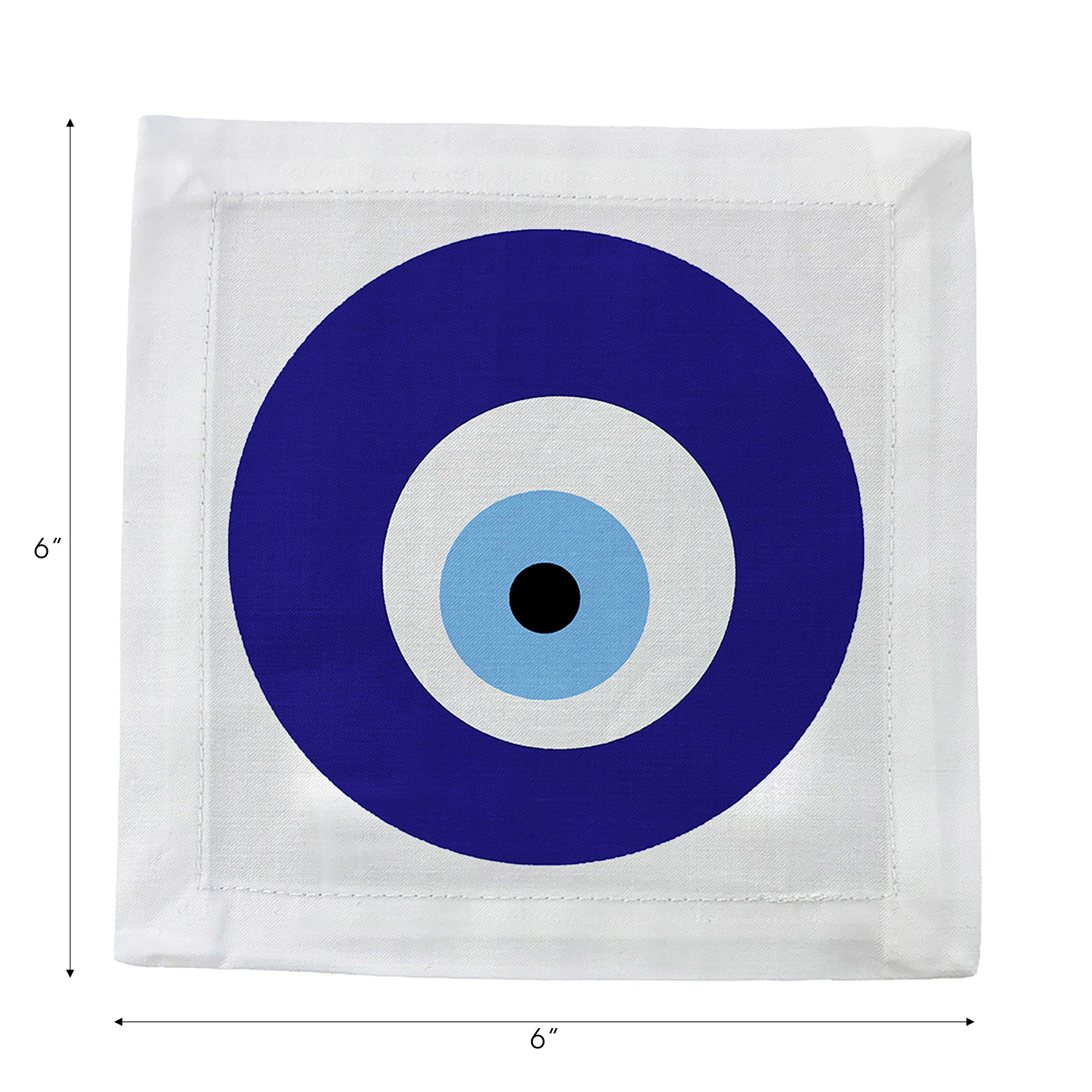 Evil Eye White Cotton Sateen Cocktail Napkins